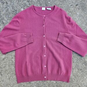 TSE Cashmere Long Sleeve Sweater Womens L Pink Crewneck Minimal Luxury Button Up
